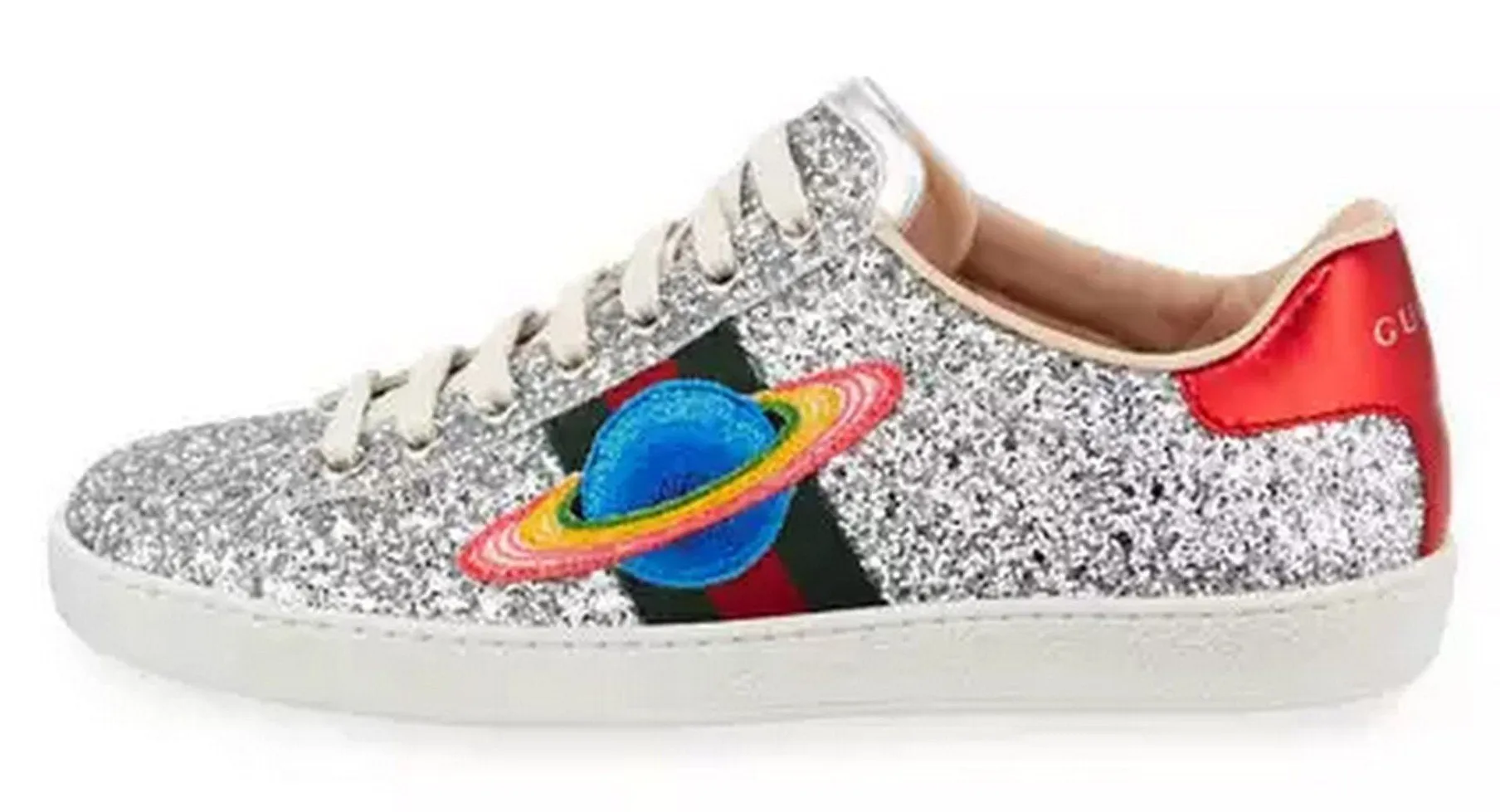Ace Glitter Saturn-Embroidered Sneakers