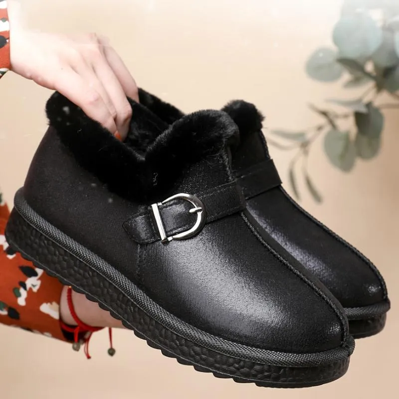 Adjustable snap-on plush snow boots