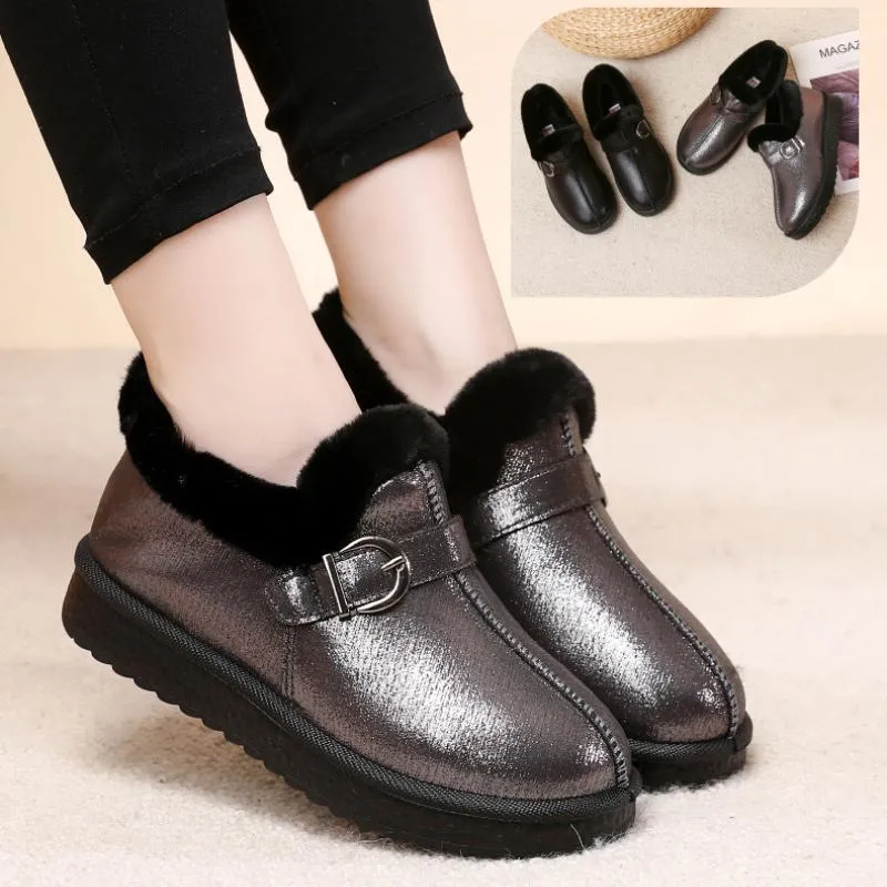 Adjustable snap-on plush snow boots