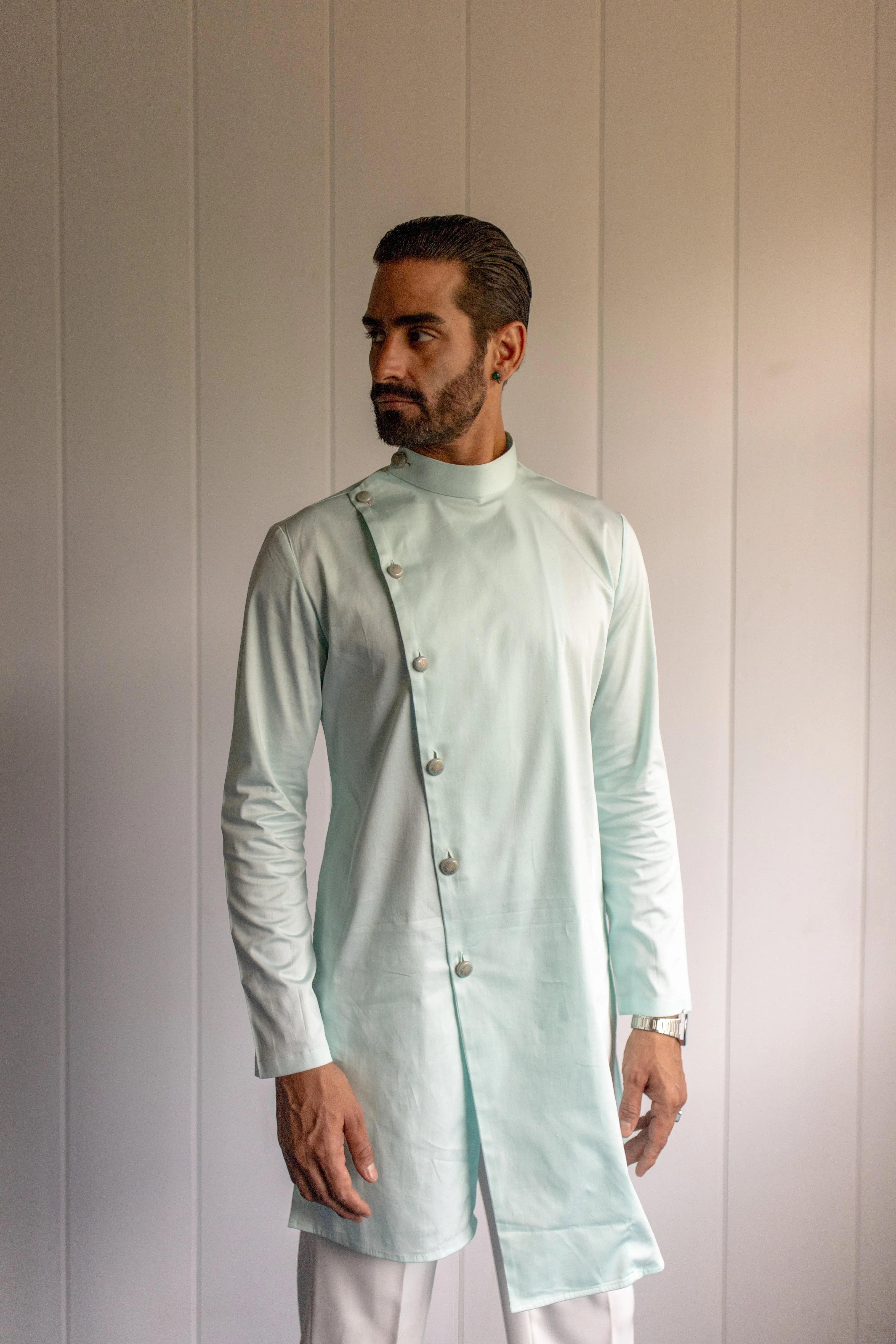 ASYMMETRIC MINT GREEN KURTA