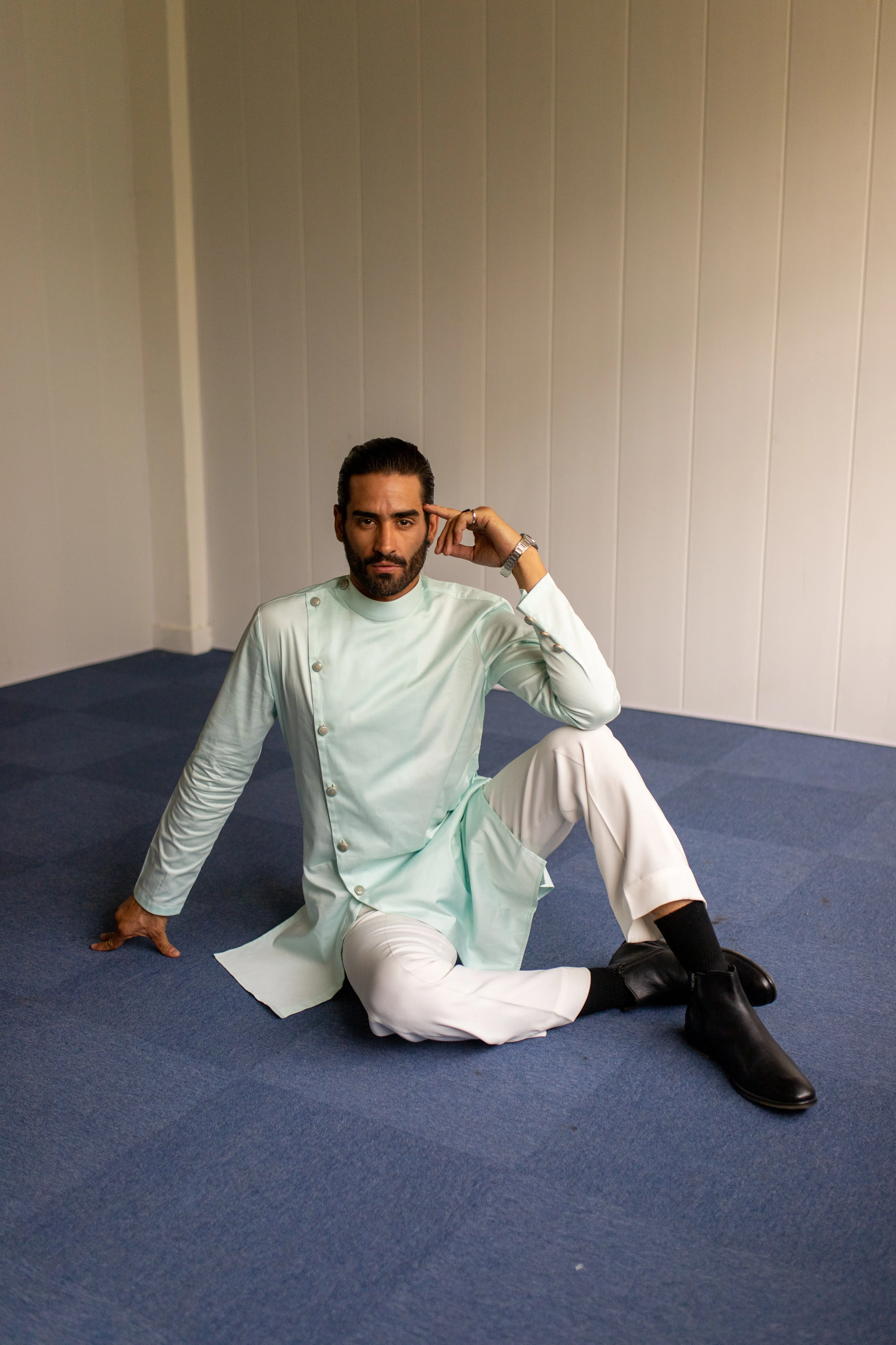 ASYMMETRIC MINT GREEN KURTA