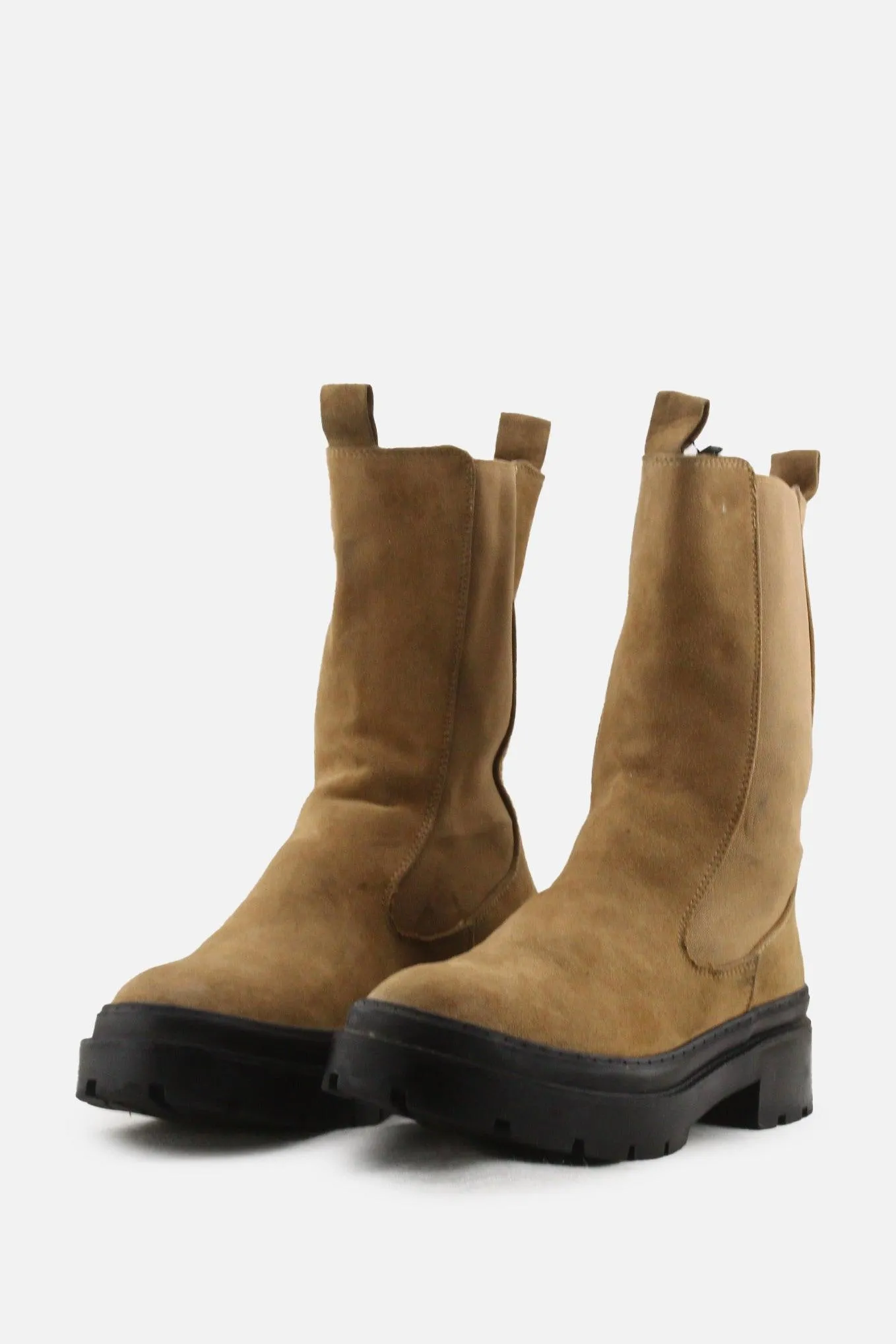 European Brand Stretchable Block Ankle Boots | Suede
