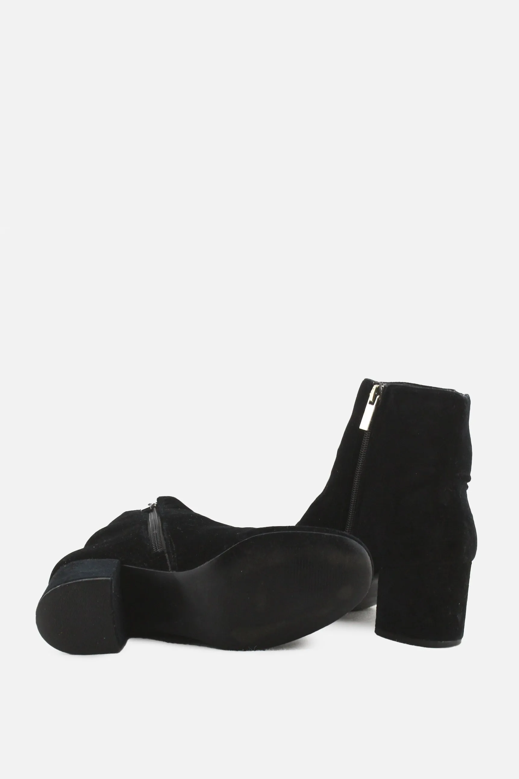 European Brand Zipper Block Heels Ankle Boots | Suede