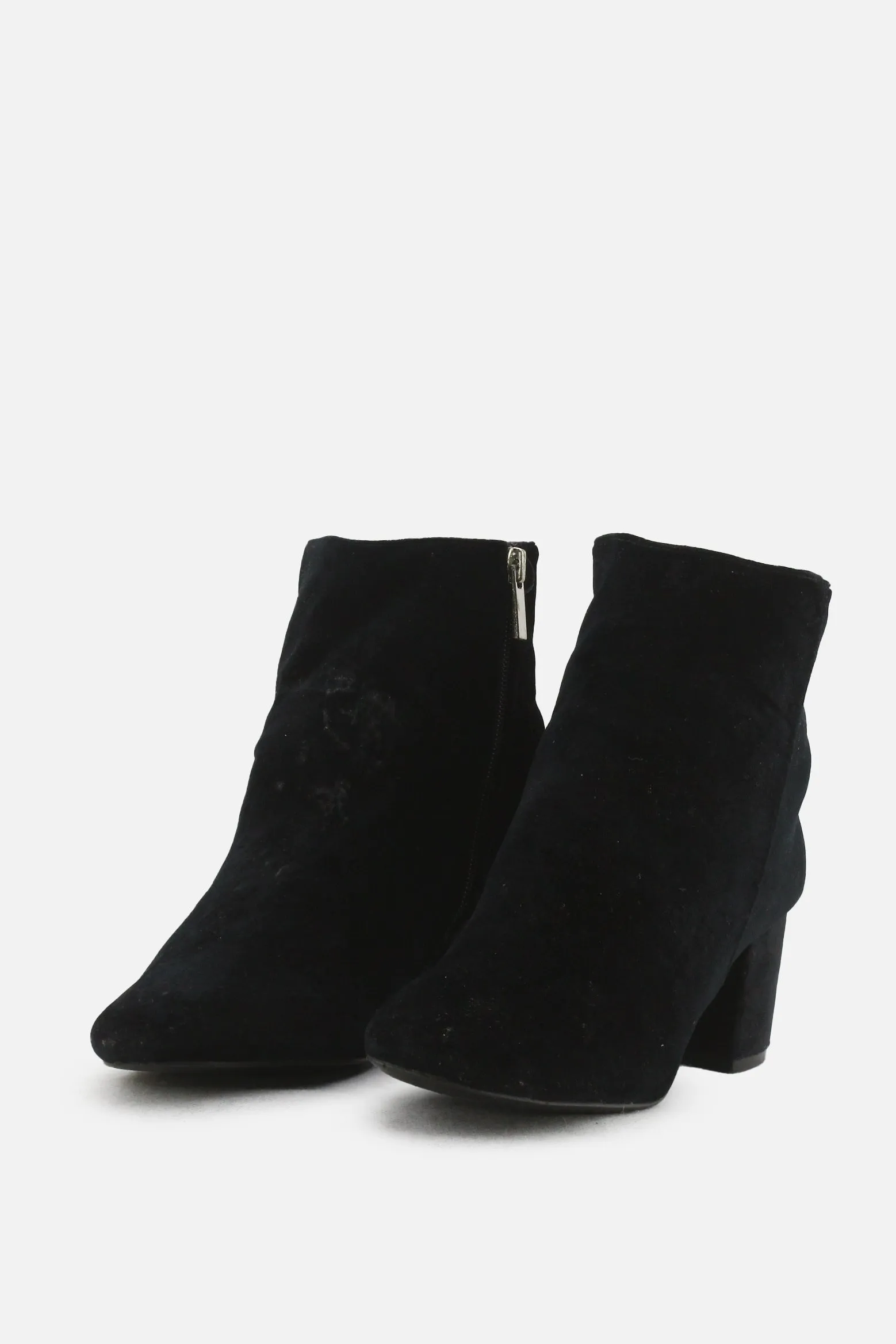 European Brand Zipper Block Heels Ankle Boots | Suede