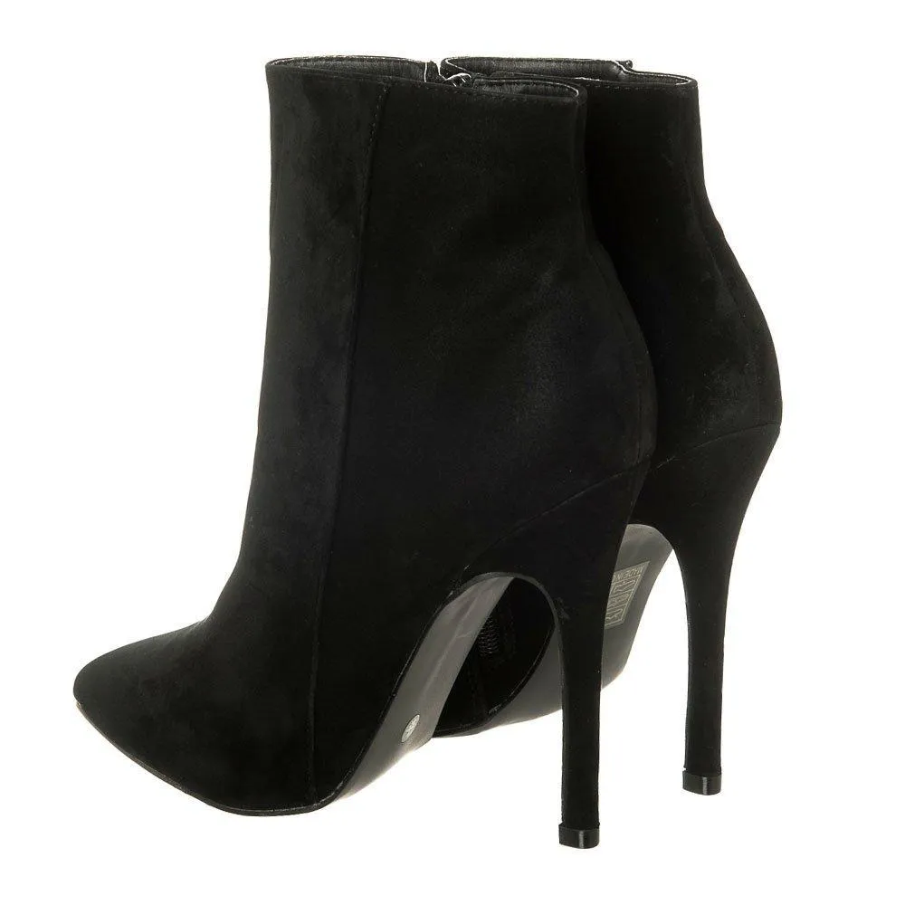 High Stiletto Heel Pointed Toe Zip Ankle Boot