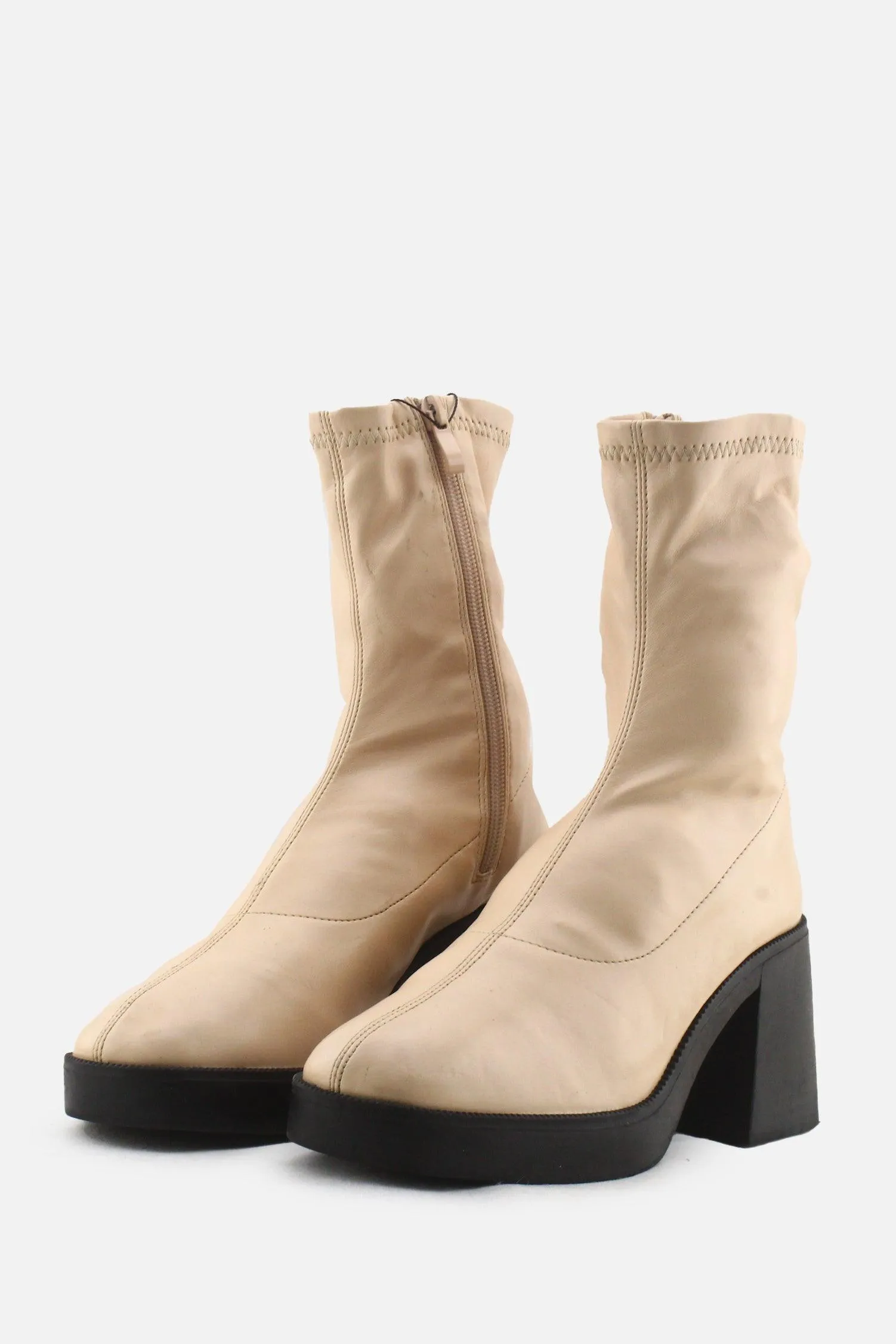 Hughez Zipper Block Heels Ankle Boots | 100% Authentic Leather