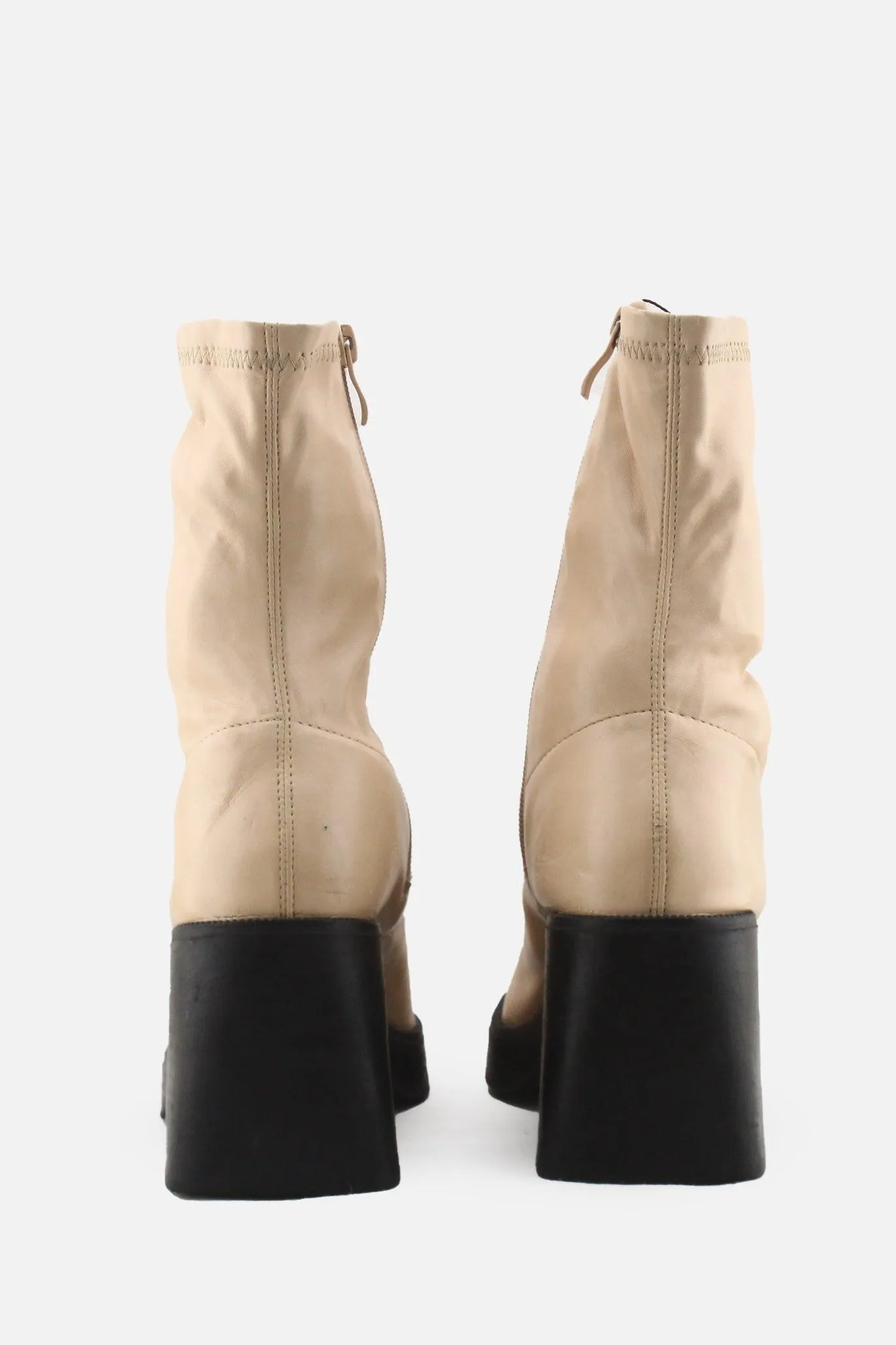 Hughez Zipper Block Heels Ankle Boots | 100% Authentic Leather