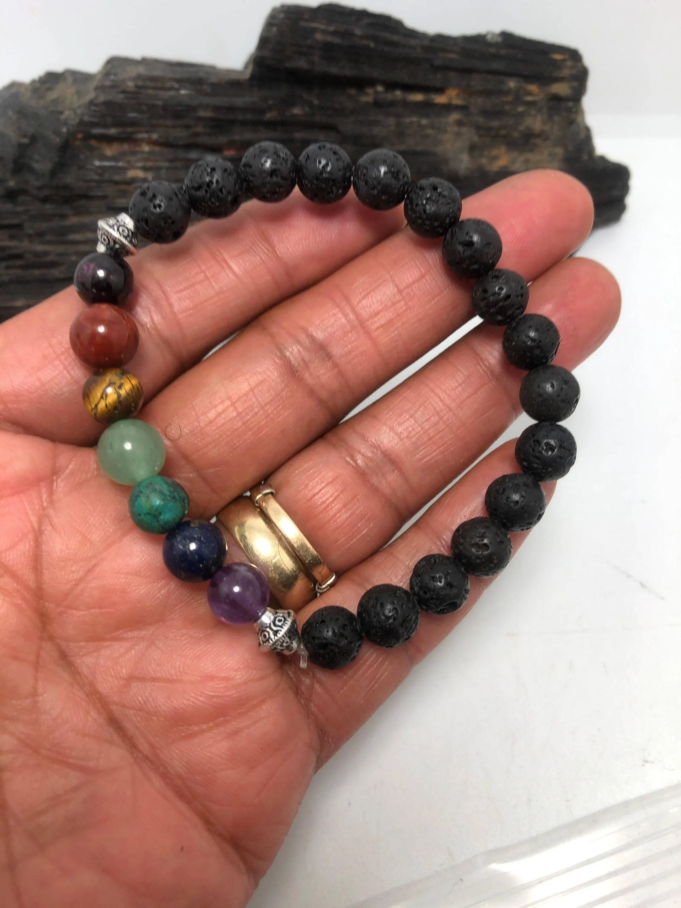 Lava Rock Chakra Stretchy Bracelet