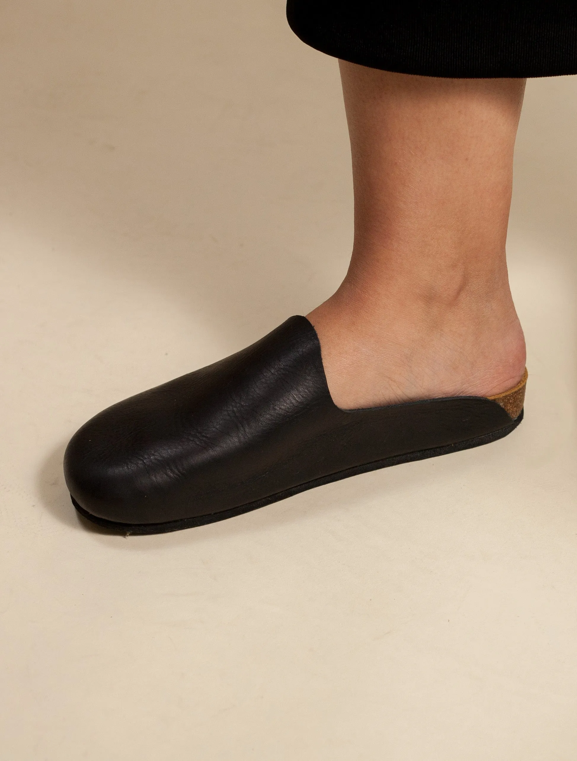 Leather Mule Slip-On (Black)