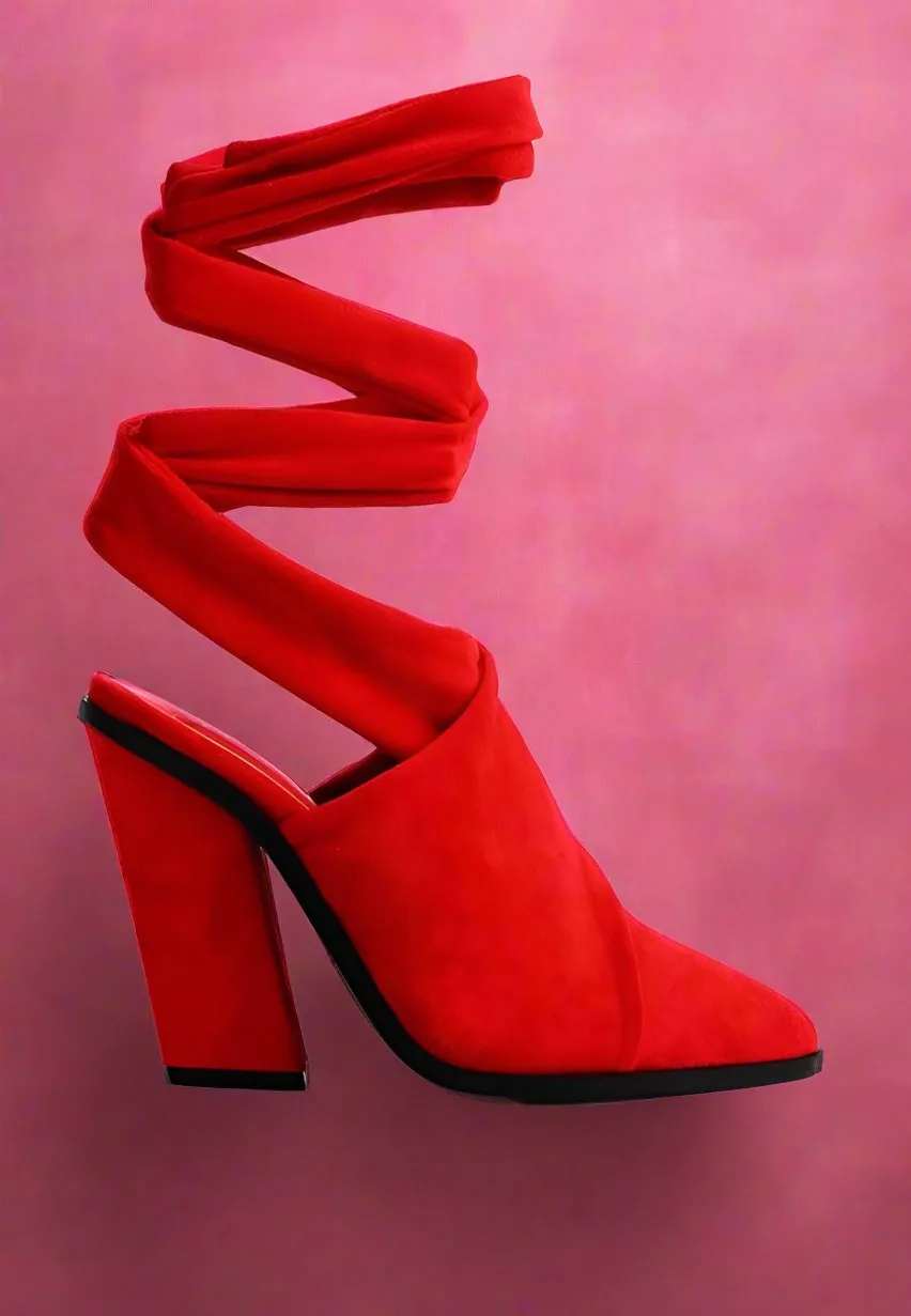 Mama Fav Lace Up High Block Heeled Mules