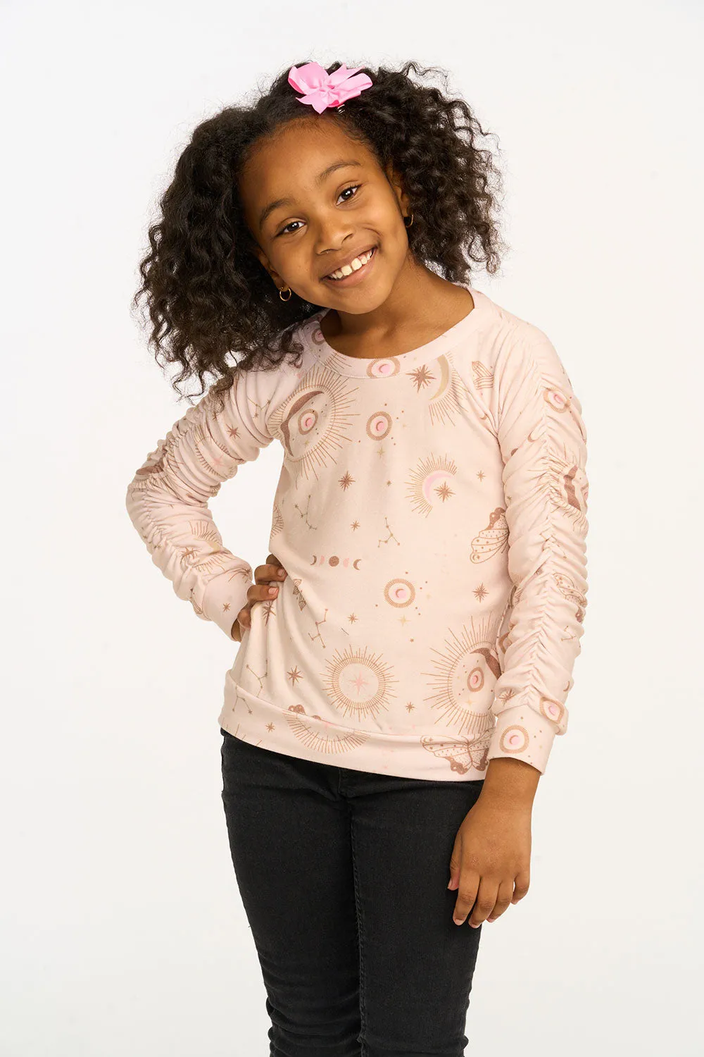Mystical Sky Shirred Cozy Knit Pullover