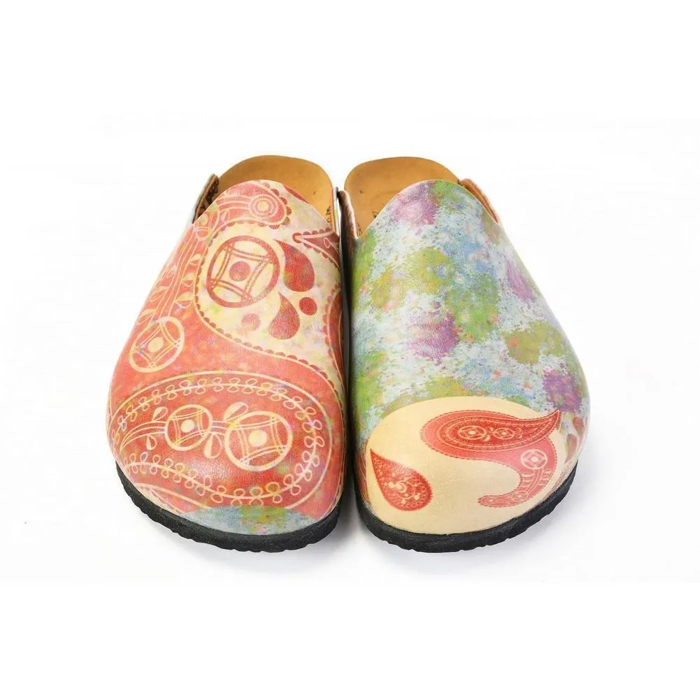 Red Abstract Paisley Mule CAL1405