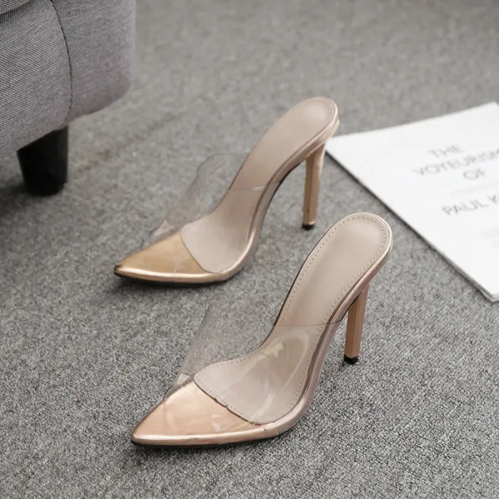 Rose Gold Perspex Mule Heels