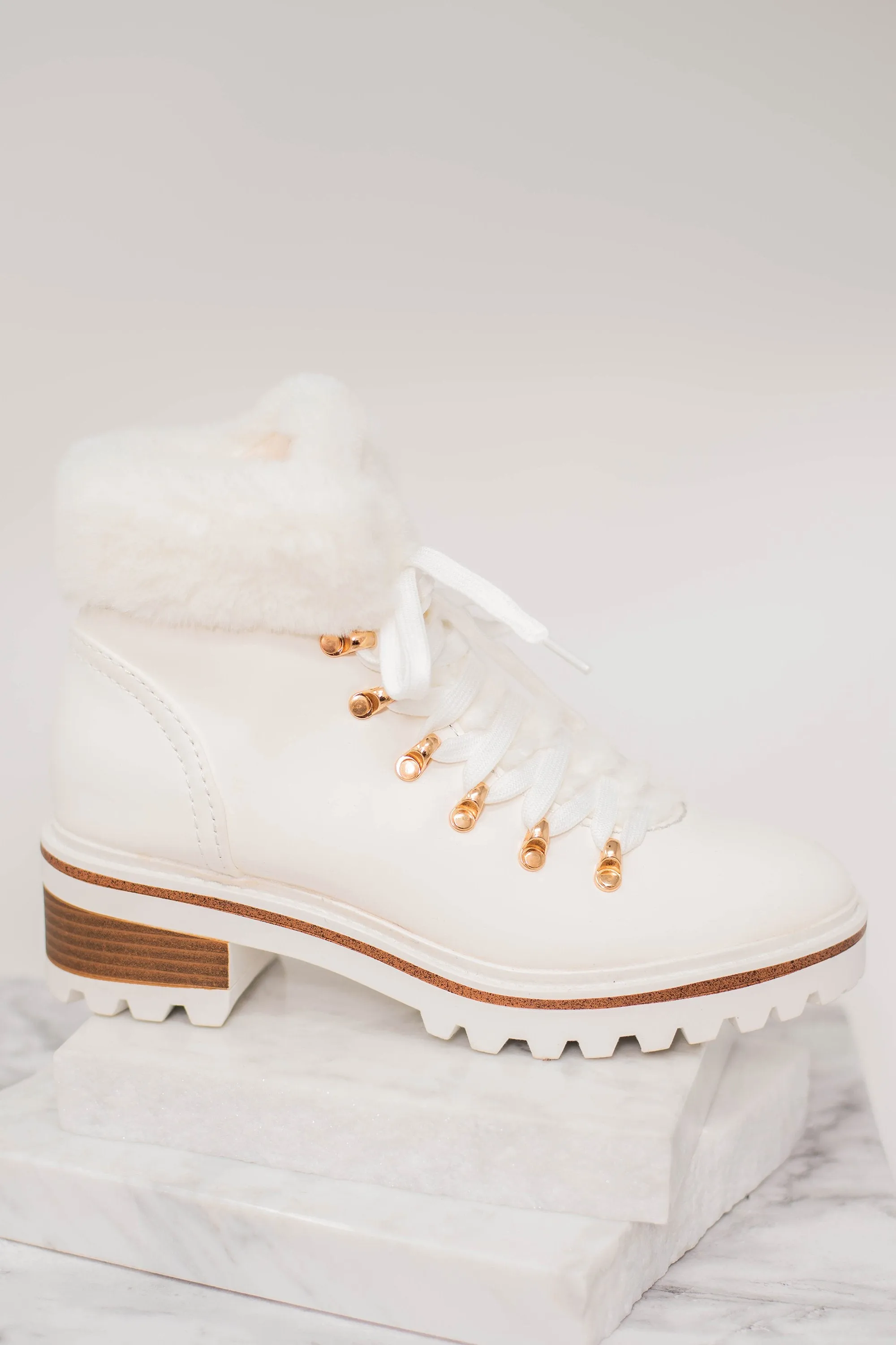 Through The Snow White Fur Lined Boots