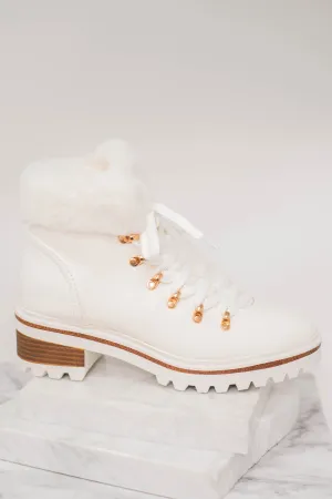Through The Snow White Fur Lined Boots
