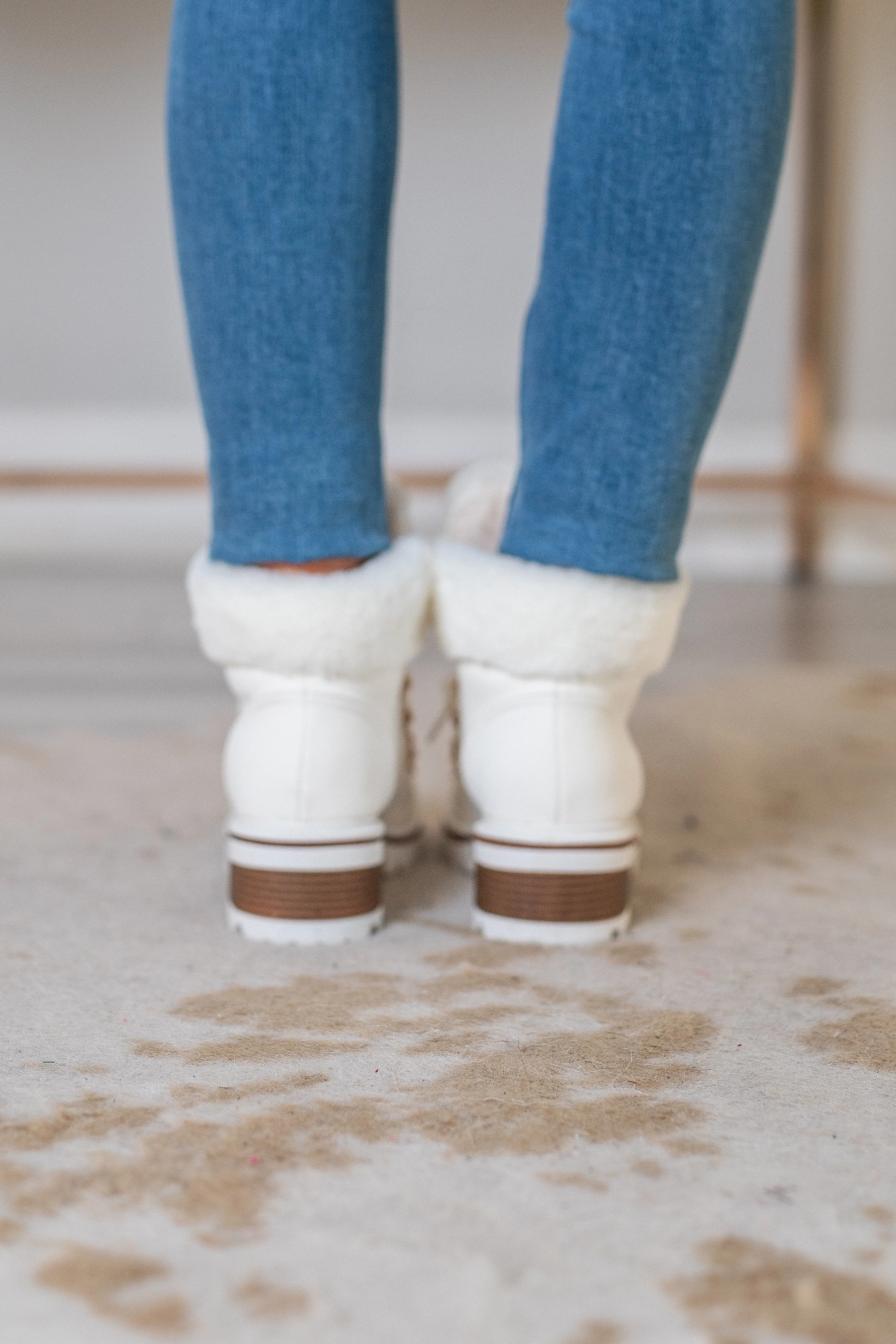 Through The Snow White Fur Lined Boots