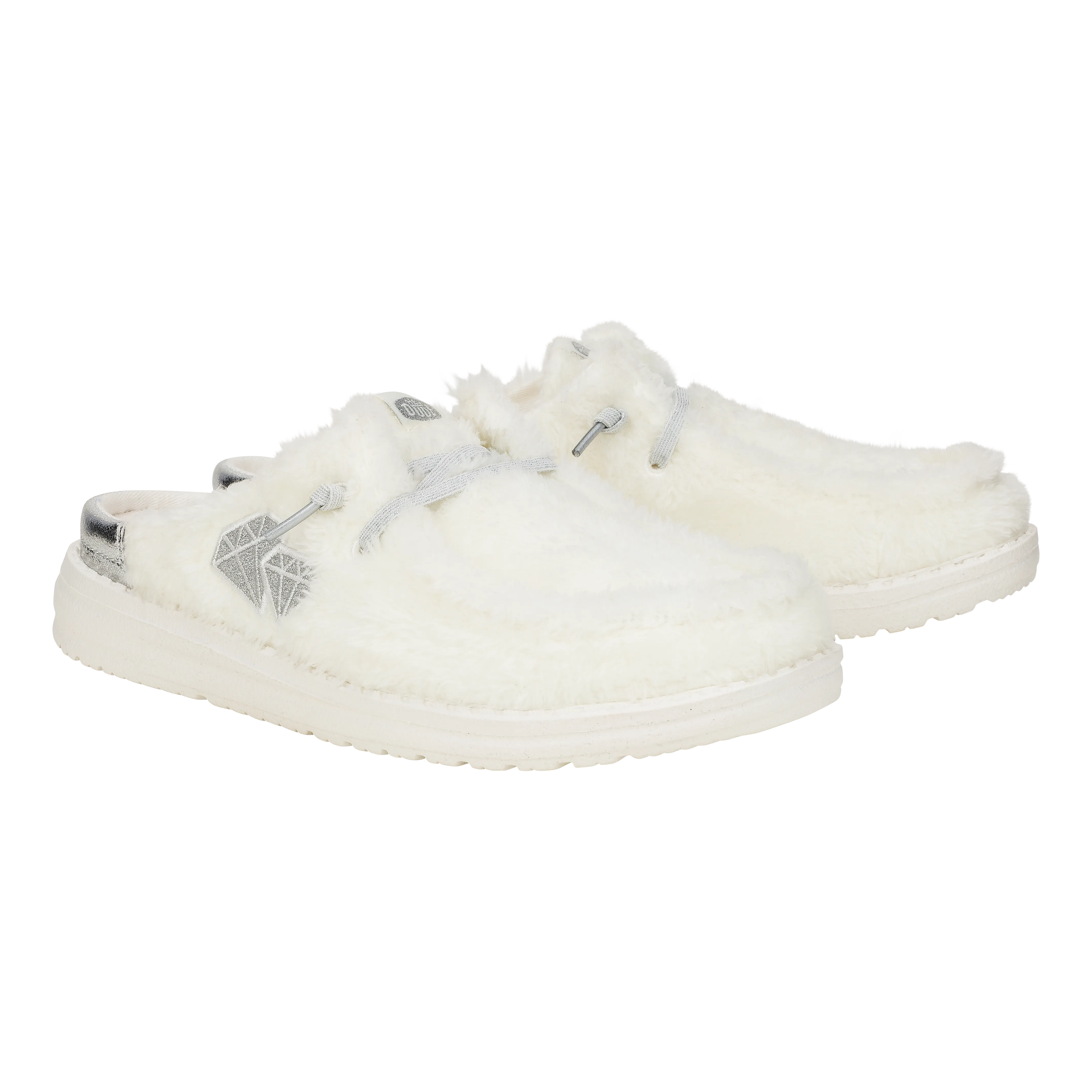 Wendy Slip Fuzzy Bridal - White/Silver