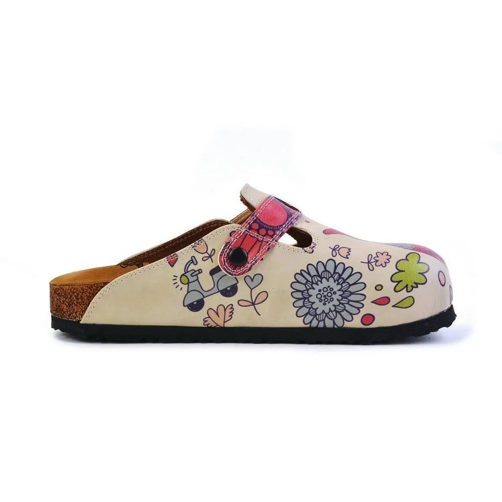 White & Pink Love Owl Slip-On Mule CAL374