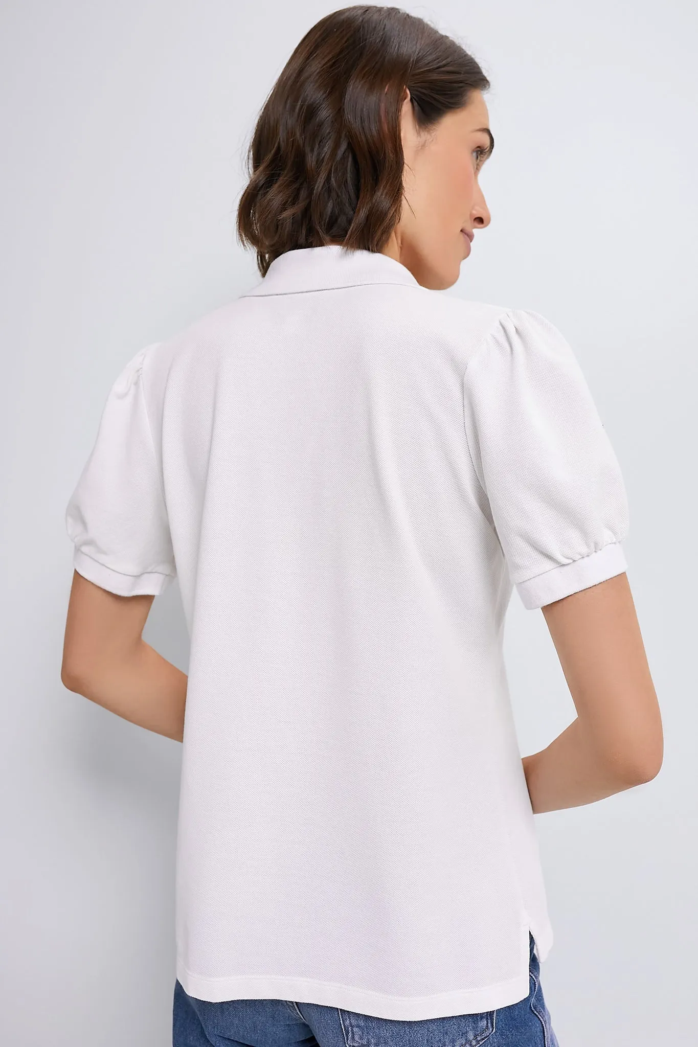 White Pique Puff Sleeve Peggy Polo