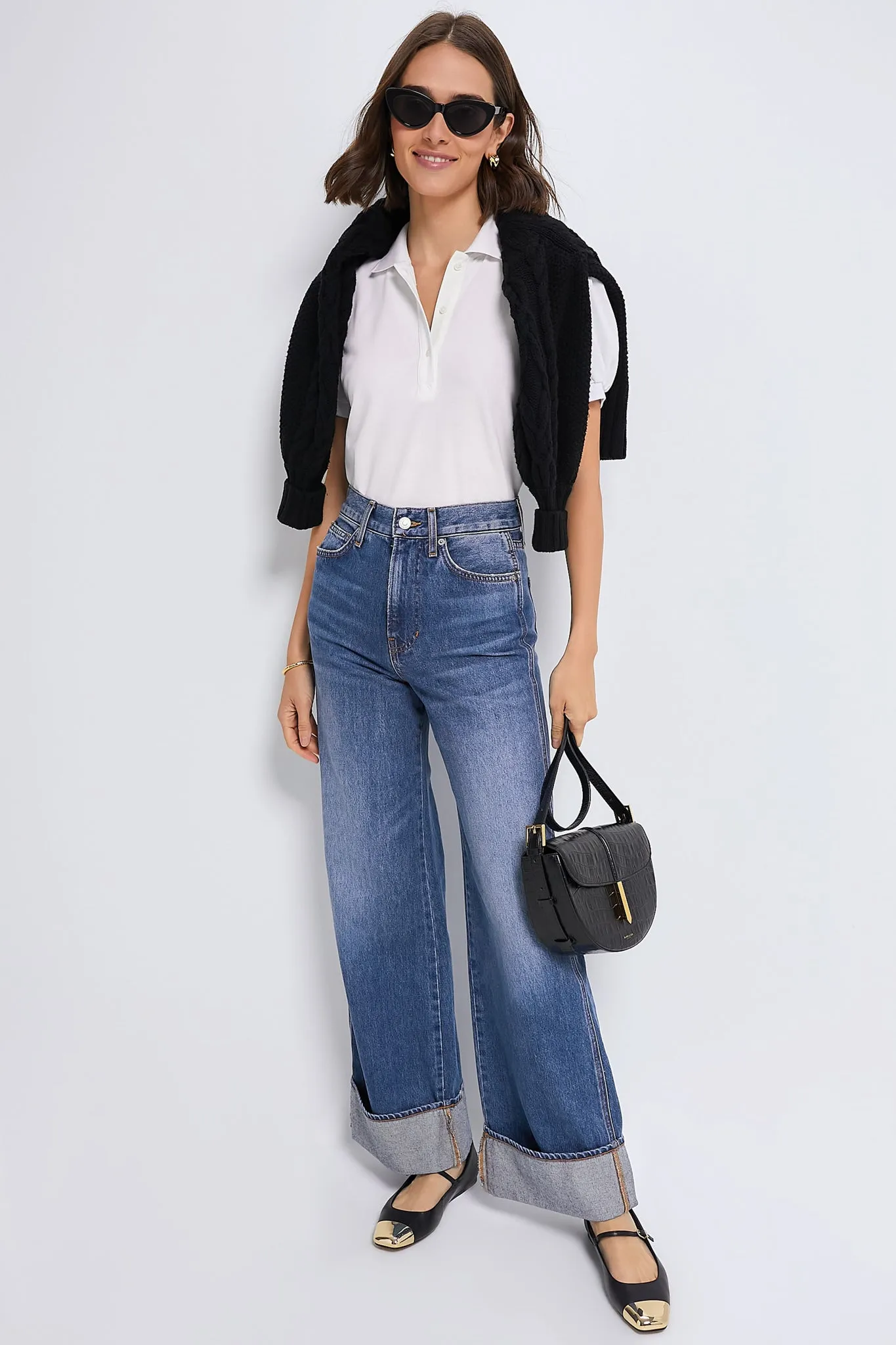 White Pique Puff Sleeve Peggy Polo